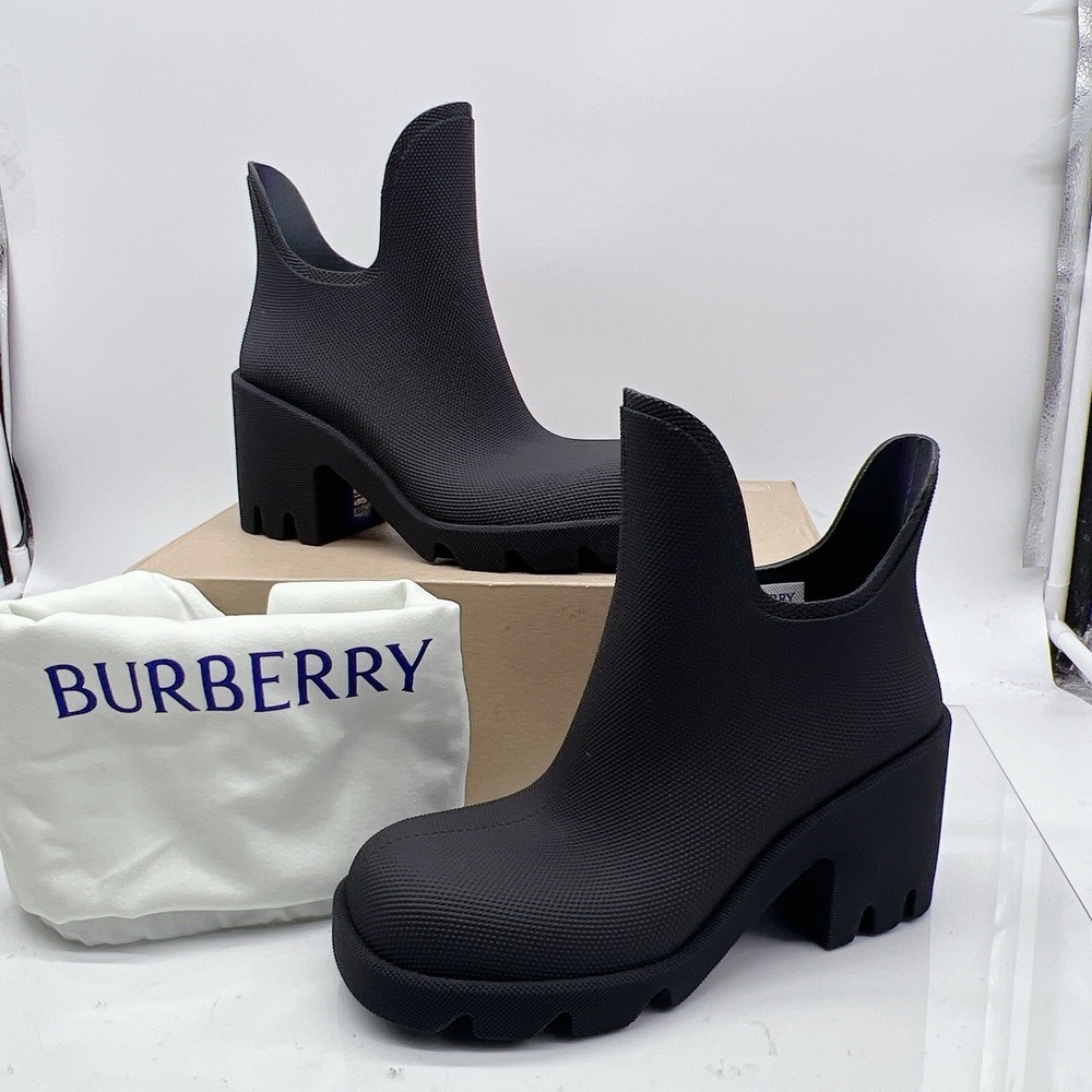 Burberry Marsh Platform Ankle Boots Block High Heel Pull On Size EU 38 US 8